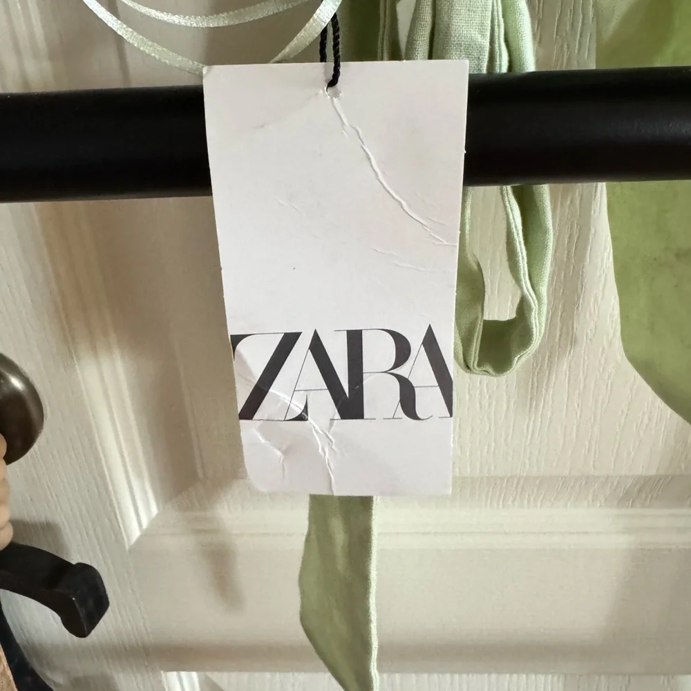 Zara Green Linen Crop Top - Picture 3 of 9